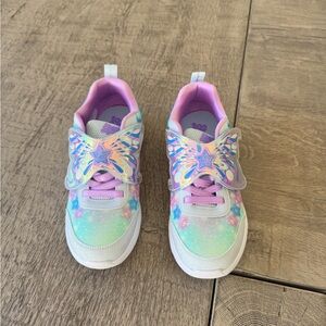 Skechers Kids Light-Up Sneakers Rainbow Glitter Wing Shoes | Girls Size 2.5